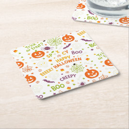 Spooky & Fun Pumpkin - farbenfrohe Halloween-Muste Rechteckiger Pappuntersetzer
