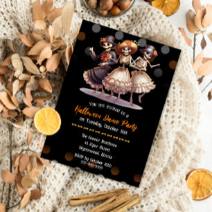 Spooky & Fun Skeleton Dance Halloween-Party Einladung