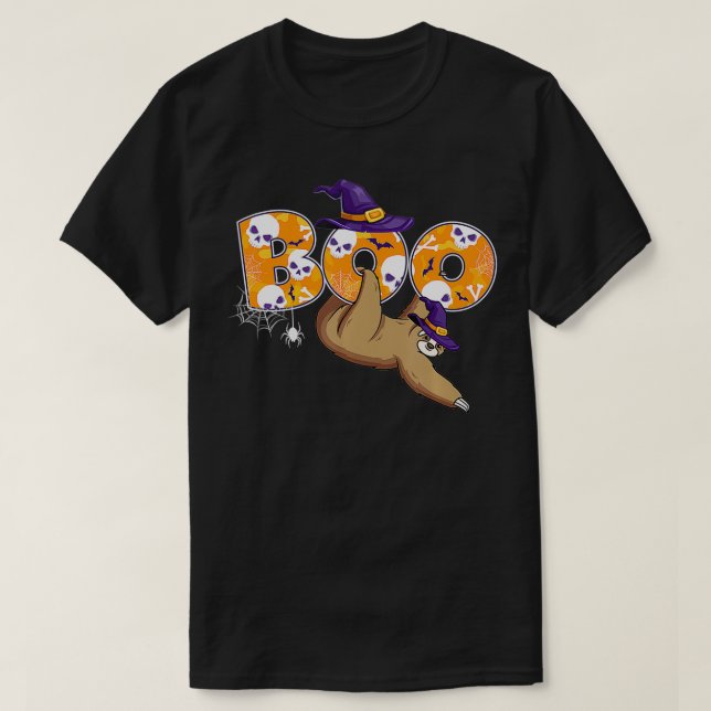 Spooky Funny Halloween Sloth Boo T-Shirt (Design vorne)