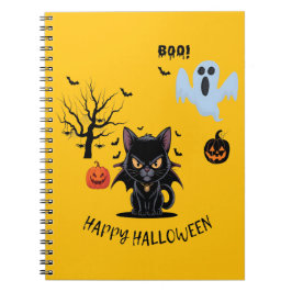 Spooky Funny Vampire Cat Happy Halloween Notizblock