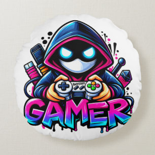 Spooky Gaming – Halloween-Gamer-Geist-Controller D Rundes Kissen