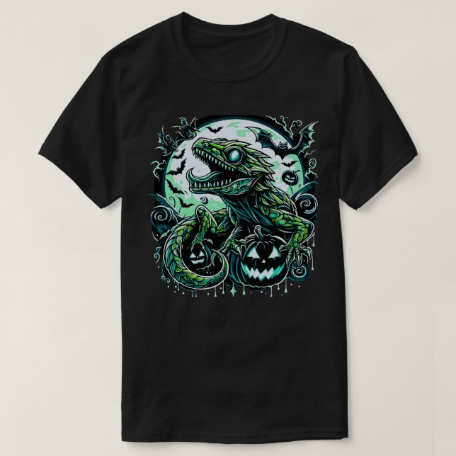 Spooky Gecko Hexe niedliche Halloween Reptil Desig T-Shirt (Design vorne)
