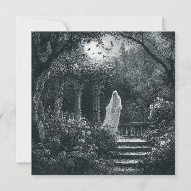 Spooky Geist im Garten Friedhof Vintager Garten Karte (Vorderseite)