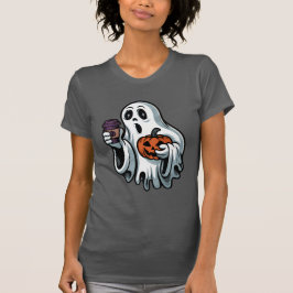 Spooky Geist mit Kaffee und KürbisHalloween T-Shirt