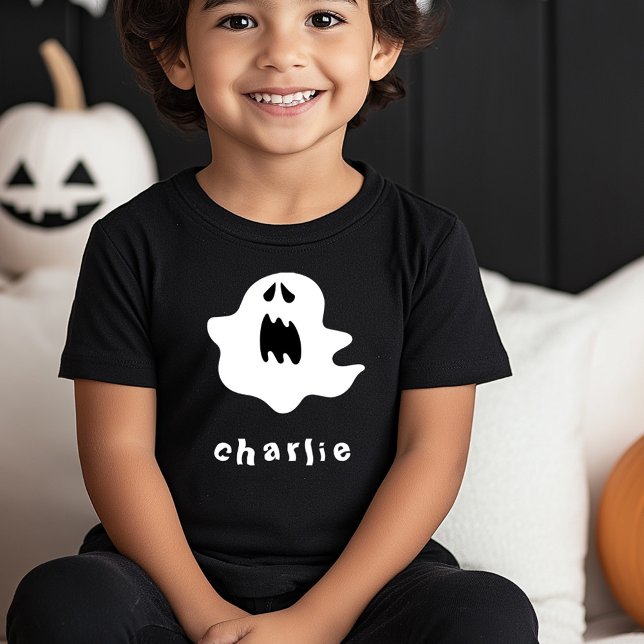 Spooky Geist und nennen Kinder Halloween Kleinkind T-shirt (Spooky ghost and name kids Halloween Toddler T-shirt)