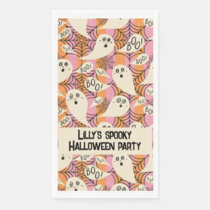 Spooky Geisterkindern mit Boom auf rosa orangefarb Serviette