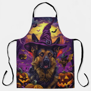 Spooky German Shepherd Halloween Hexenkürbis Schürze