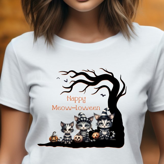 Spooky gestreiften Halloween-Geisterkatze mit Kätz T-Shirt (Von Creator hochgeladen)