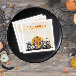 Spooky gestreiftes Halloween Ghost Kittens Vollmon Serviette