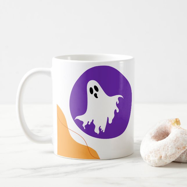 Spooky Ghost & Abstrakt Blob Formen Halloween-Gesc Kaffeetasse (Mit Donut)