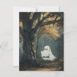 Spooky Ghost auf Swing Autumn Halloween Postkarte