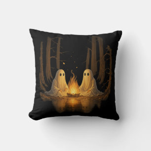 Spooky Ghost Campfire Nachtwald Kunst - Halloween Kissen