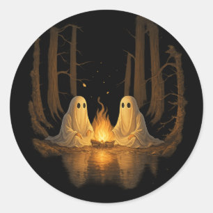 Spooky Ghost Campfire Nachtwald Kunst - Halloween Runder Aufkleber