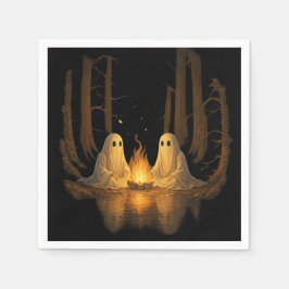 Spooky Ghost Campfire Nachtwald Kunst - Halloween Serviette