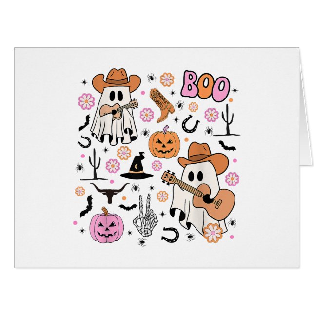 Spooky Ghost Cowboy Niedlich Halloween Boo Western (Vorderseite (Horizontal))