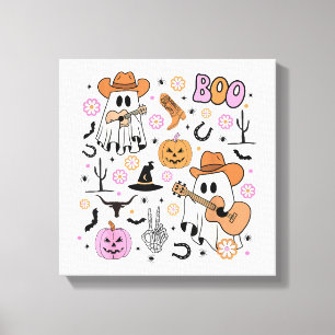 Spooky Ghost Cowboy Niedlich Halloween Boo Western Leinwanddruck