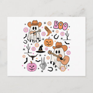 Spooky Ghost Cowboy Niedlich Halloween Boo Western Postkarte