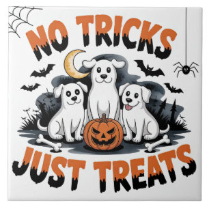 Spooky Ghost Dogs Niedliches Halloween-Hundedesi Fliese