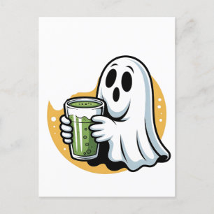 Spooky Ghost Drinks Matcha Halloween Einladungspostkarte