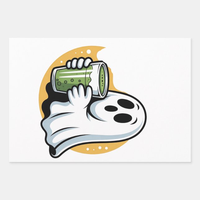 Spooky Ghost Drinks Matcha Halloween Geschenkpapier Set (Vorderseite)