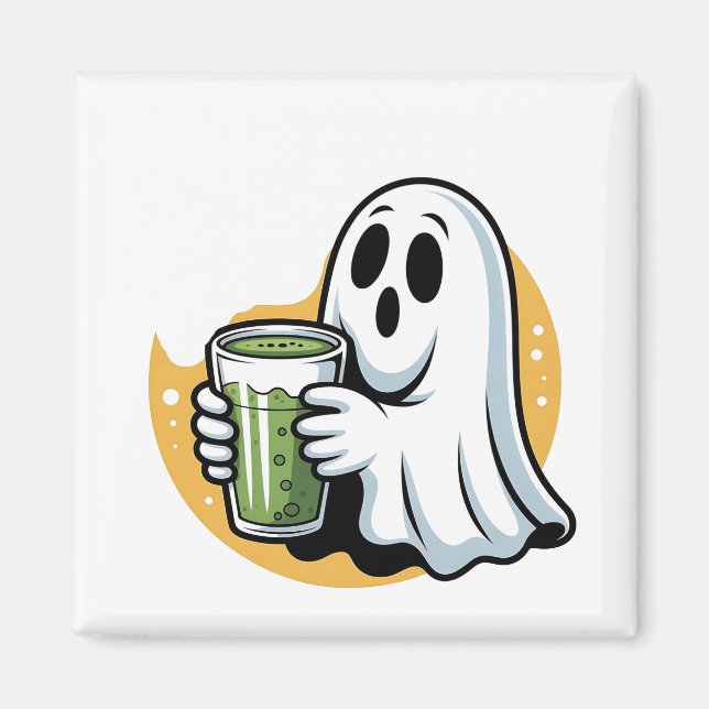 Spooky Ghost Drinks Matcha Halloween Magnet (Vorne)