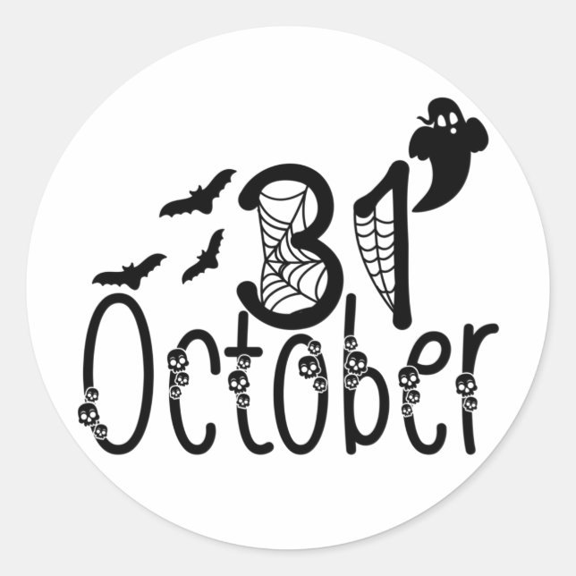 Spooky Ghost Halloween 31. Oktober Runder Aufkleber (Vorderseite)