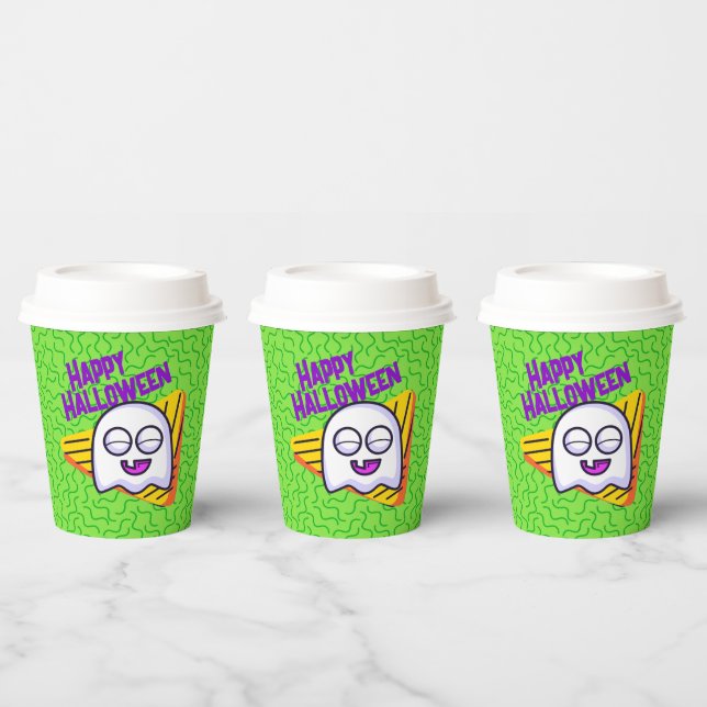 Spooky Ghost Halloween Cups - green Pappbecher (Multi)