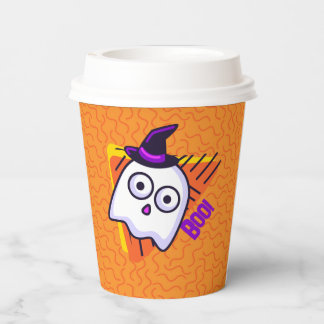 Spooky Ghost Halloween Cups - orange Pappbecher
