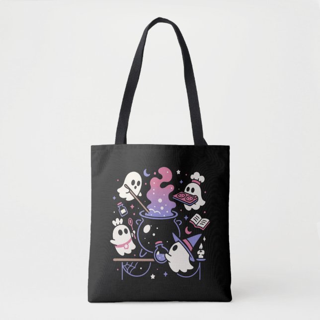 Spooky Ghost Halloween Hexe Cauldron Tasche (Vorderseite)