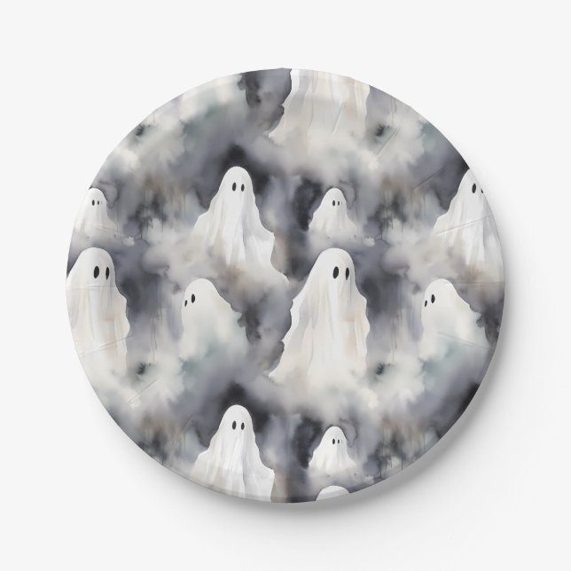 Spooky Ghost Halloween Pappteller (Vorderseite)