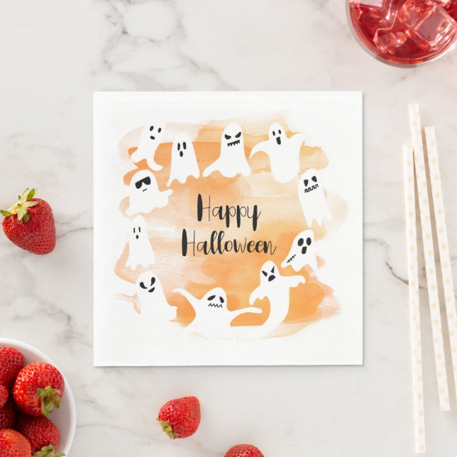Spooky Ghost Halloween-Party Aquarell Serviette (Beispiel)