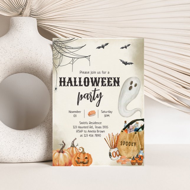 Spooky Ghost Halloween-Party Einladung (Spooky Ghost Pumpkin Halloween Party Invitation )