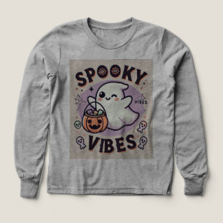 Spooky Ghost Holding Pumpkin Long Sleeve T - Shirt