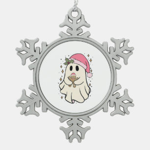 Spooky Ghost Holing ein Lebkuchen Weihnachten Schneeflocken Zinn-Ornament