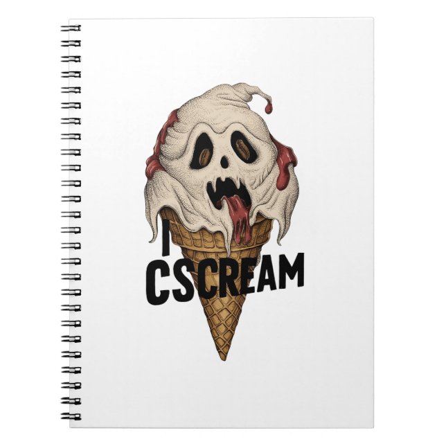 Spooky Ghost Ice Cream "I CSCREAM" Notizblock (Vorderseite)