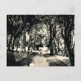 Spooky ghost in the woods image postcard postkarte