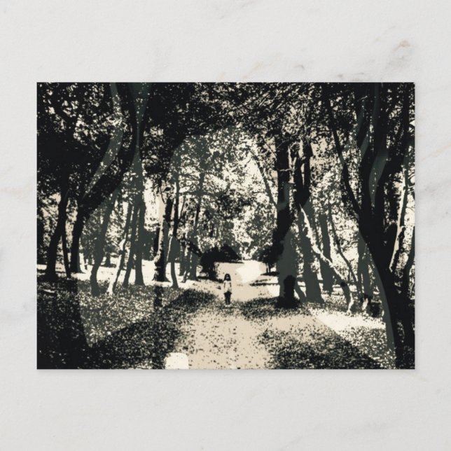 Spooky ghost in the woods image postcard postkarte (Vorderseite)