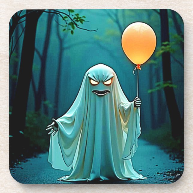 Spooky Ghost mit Eerie Balloon Getränkeuntersetzer (Vorderseite)
