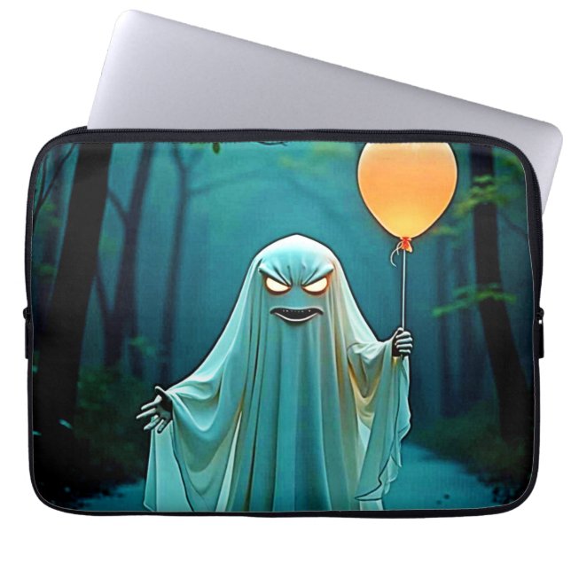 Spooky Ghost mit Eerie Balloon Laptopschutzhülle (Vorderseite)