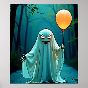 Spooky Ghost mit Eerie Balloon Poster
