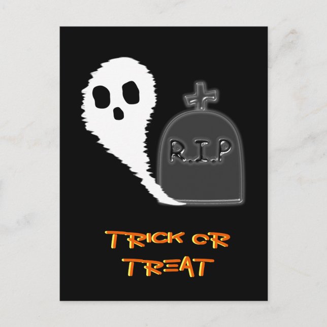 Spooky Ghost mit Grau Halloween Holiday Postkarte (Vorderseite)