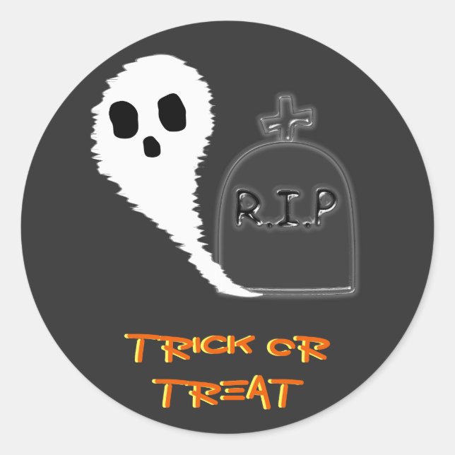 Spooky Ghost mit Grau Halloween Sticker (Vorderseite)