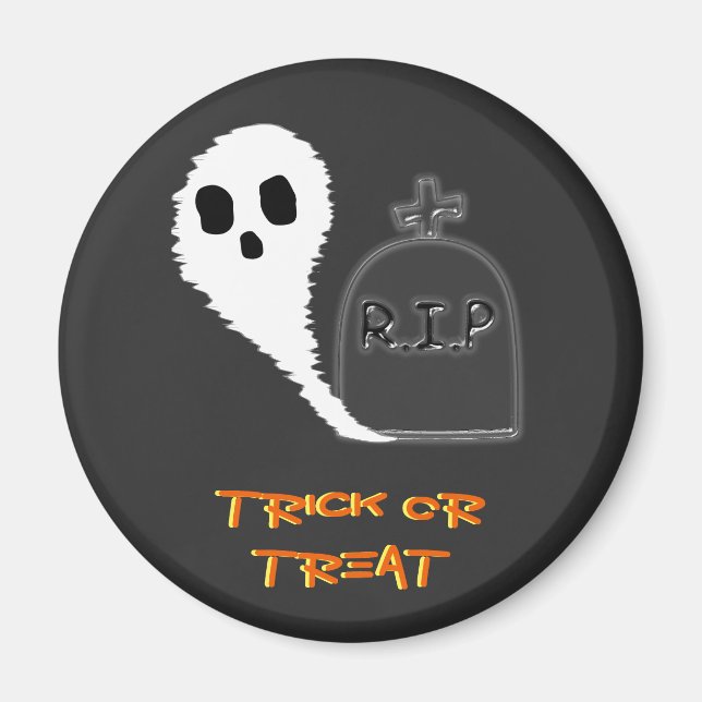 Spooky Ghost mit Grave Halloween Magnet (Vorne)