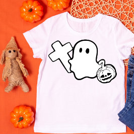 Spooky Ghost mit Kreuz und KürbisHalloween T-Shirt