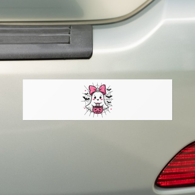 Spooky Ghost mit rosa Bauch Brustkrebs Bewusstsein Autoaufkleber (Auf Auto)