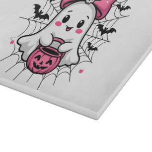 Spooky Ghost mit rosa Bauch Brustkrebs Bewusstsein Schneidebrett