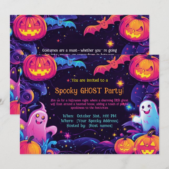 Spooky Ghost-Party Einladung (Vorne/Hinten)