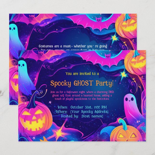 Spooky Ghost-Party Einladung (Vorne/Hinten)