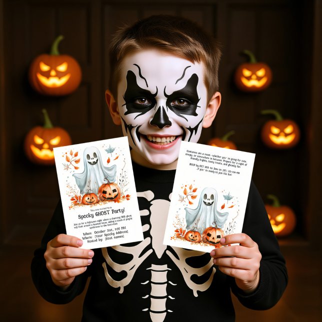Spooky Ghost-Party Einladung (Double sided Spooky Ghost Party Invitation)