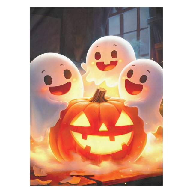 Spooky Ghost Pumpkin Party Glow Tischdecke (Vorderseite)